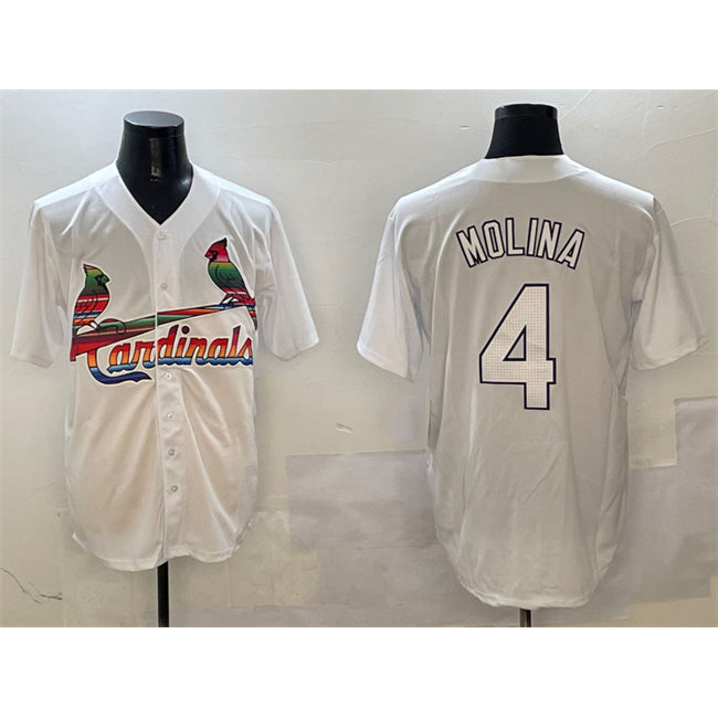 St. Louis Cardinals #4 Yadier Molina White HOLBERT Cool Base Stitched Jersey