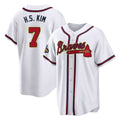 Atlanta Braves #7 Ha-Seong Kim Player White Gold HOLBERT Home Game Stitched Jerseys