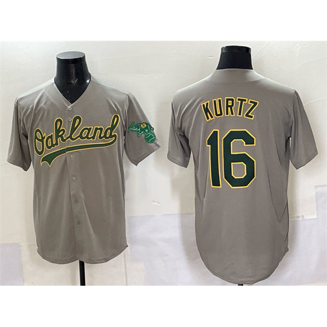 Oakland Athletics #16 Nick Kurtz Grey HOLBERT Cool Base Stitched Baseball Jersey