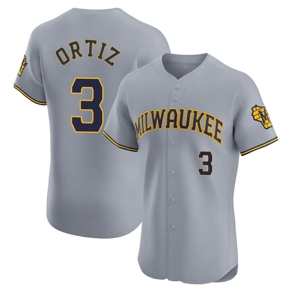 Milwaukee Brewers #3 Joey Ortiz Player Gray HOLBERT Home Limited Elite Stitched Jerseys