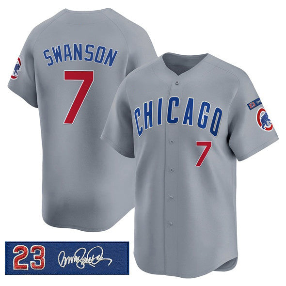 Chicago Cubs #7 Dansby Swanson Gray HOLBERT 'Ryne Sandberg Tribute' Vapor Limited V3 Stitched Jersey