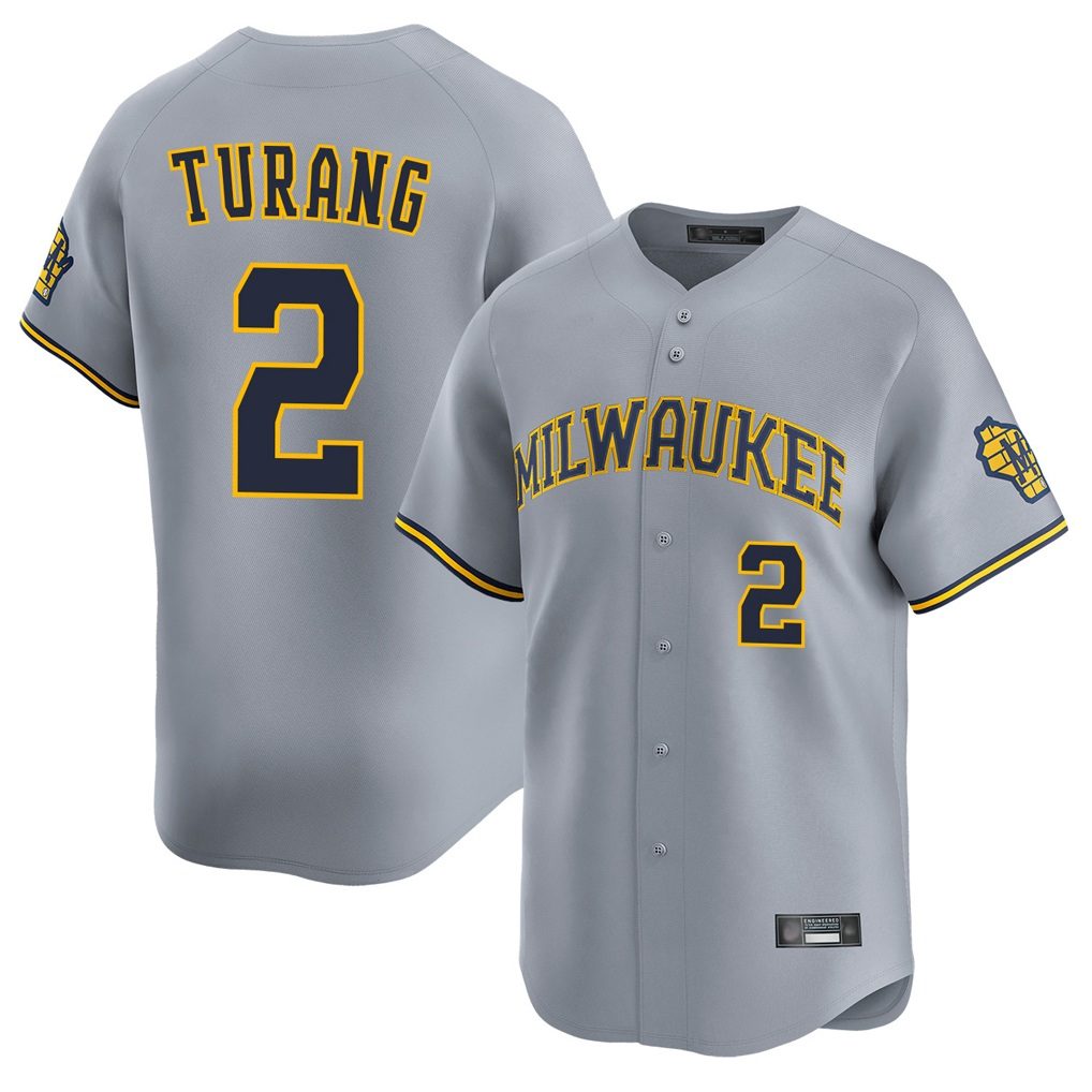 Milwaukee Brewers #2 Brice Turang Player Gray HOLBERT Home Limited Stitched Jerseys