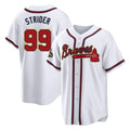 Atlanta Braves #99 Spencer Strider Player White Gold HOLBERT Home Game Stitched Jerseys