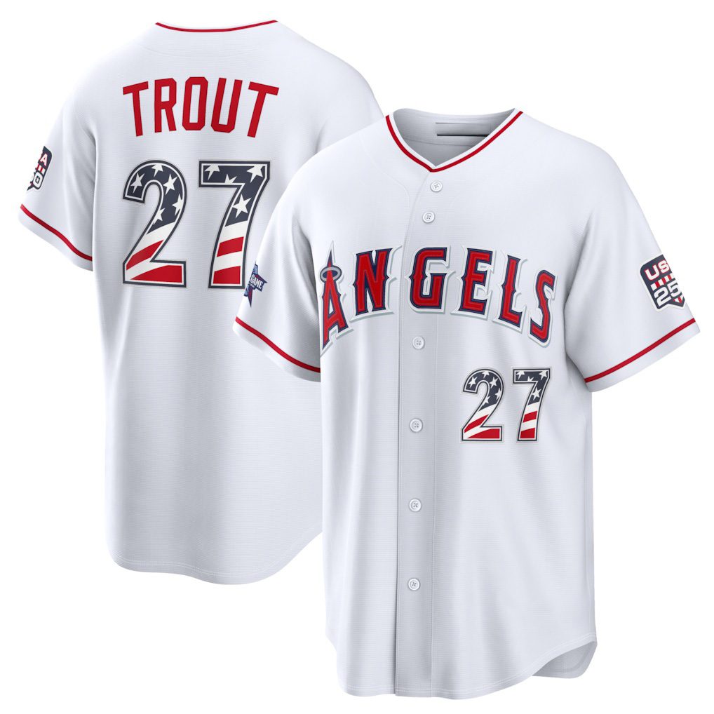 Los Angeles Angels #27 Mike Trout 2026 All-Star Edition Stars & Stripes White HOLBERT Stadium Jersey