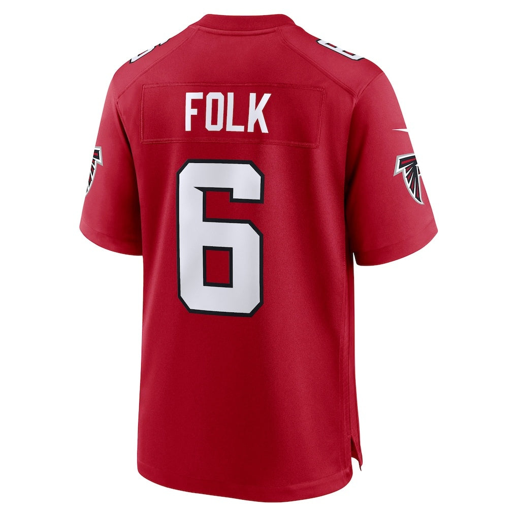 A.Falcons #6 Nick Folk Red HOLBERT Team Game Jersey