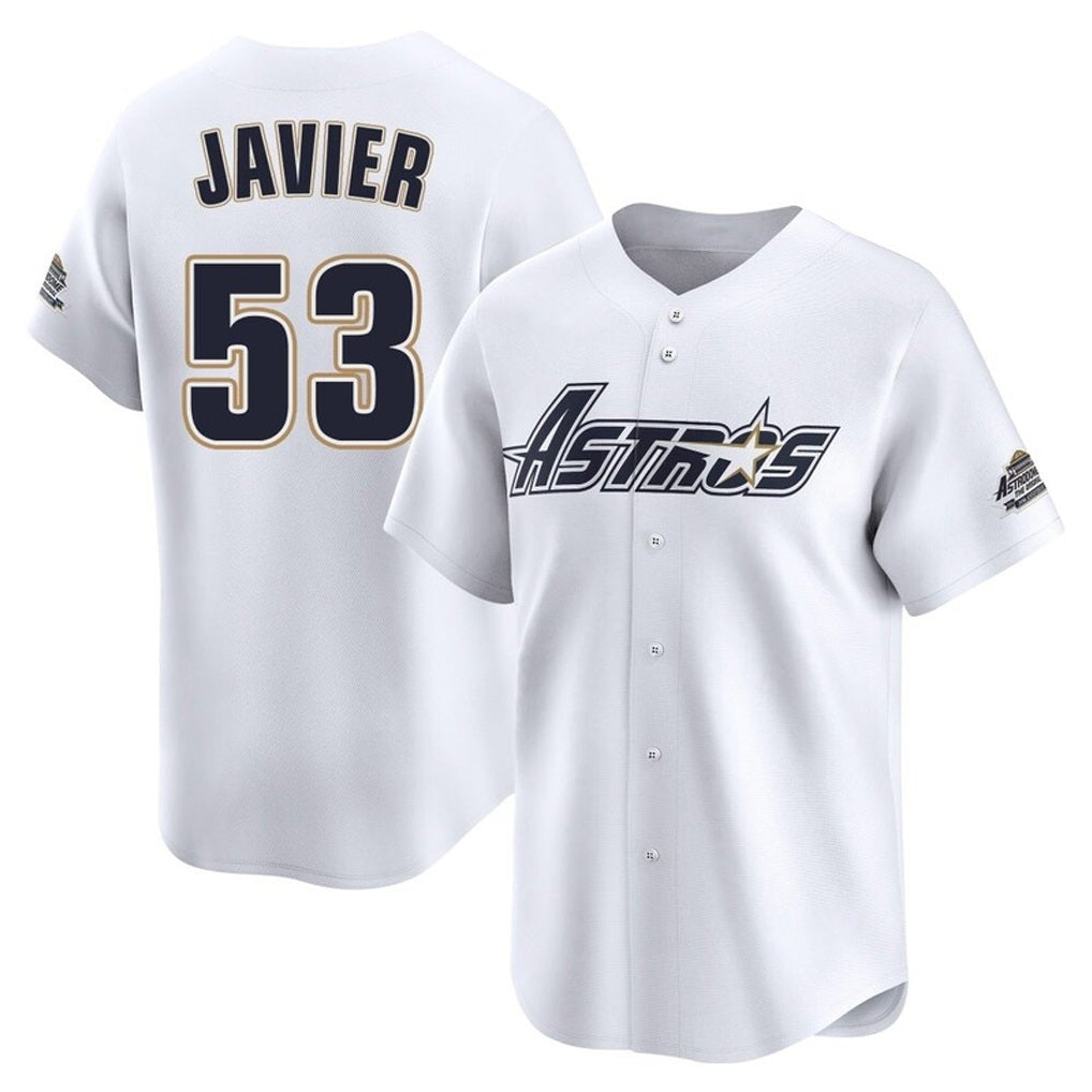 Houston Astros #53 Cristian Javier Player White HOLBERT Throwback Cooperstown Collection Limited Stitched Jerseys