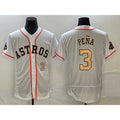 Houston Astros #3 Jeremy Pena Number 2023 White Gold HOLBERT World Serise Champions Patch Flex Base Stitched Jersey 2