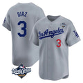 Los Angeles Dodgers #3 Edwin D¨ªaz Player Gray HOLBERT World Series Limited Home Stitched Jerseys