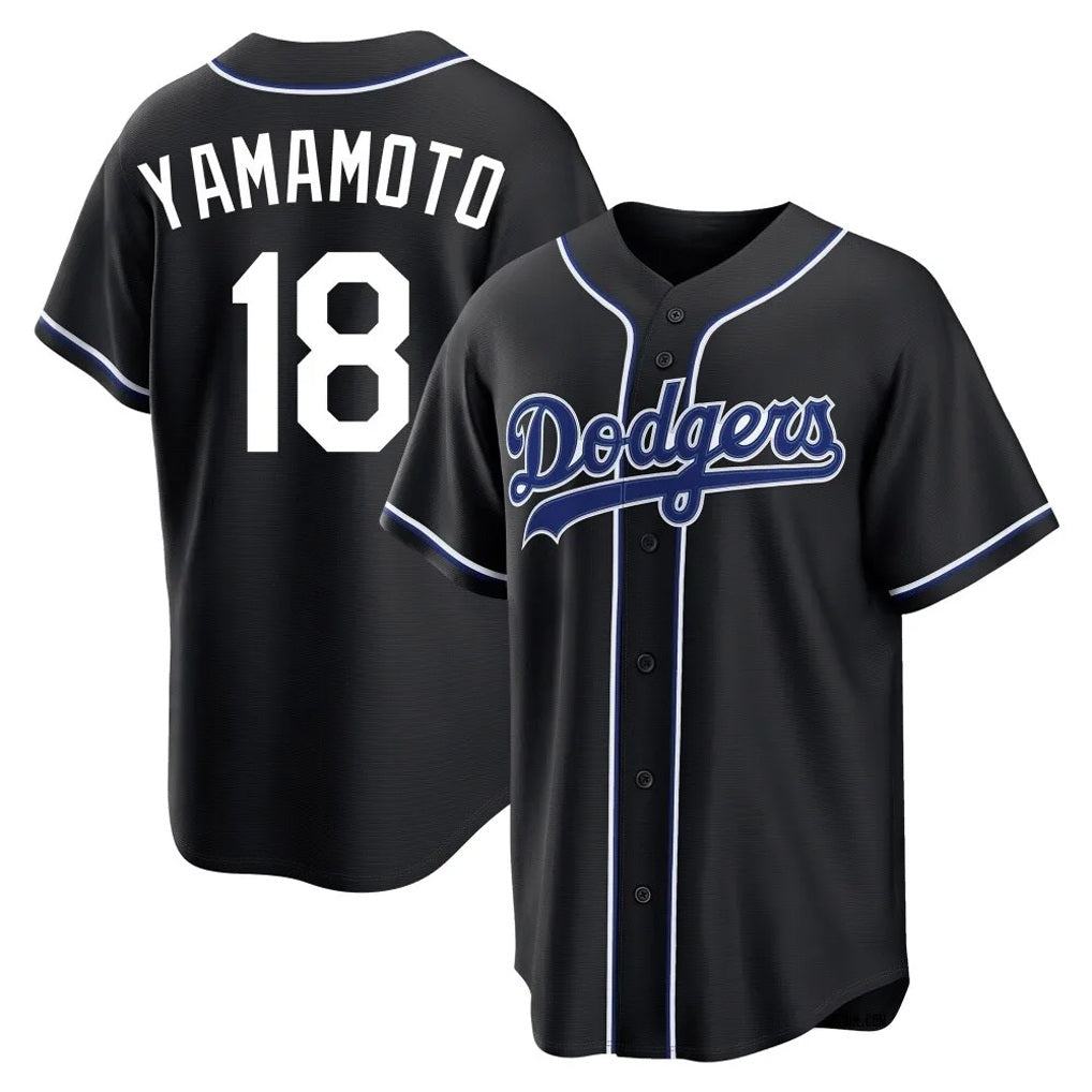 Los Angeles Dodgers #18 Yoshinobu Yamamoto Player Black HOLBERT Carbon Limited Home Stitched Jerseys