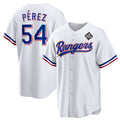 Texas Rangers #54 Mart¨ªn P¨¦rez White HOLBERT 2023 World Series Stitched Jersey