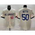 Los Angeles Dodgers #50 Mookie Betts Number Cream HOLBERT 2024 City Connect Limited Stitched Jersey 2