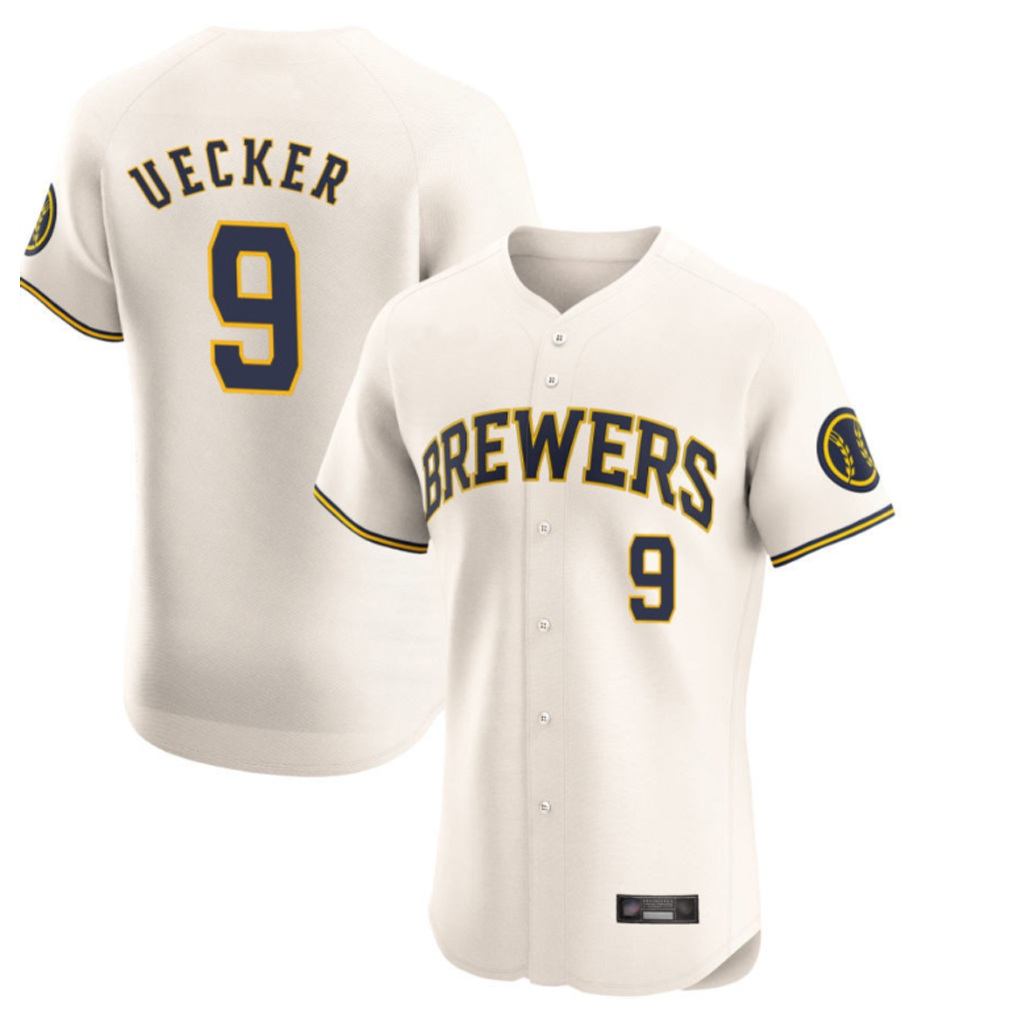 Milwaukee Brewers #9 Bob Uecker Player Cream HOLBERT Home Limited Elite Stitched Jerseys