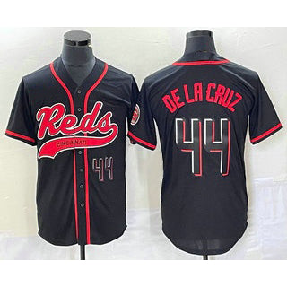 Cincinnati Reds #44 Elly De La Cruz Number Black HOLBERT With Patch Cool Base Stitched Jersey