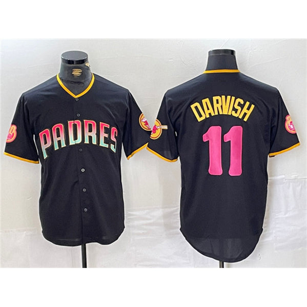 San Diego Padres #11 Yu Darvish Black HOLBERT Cool Base Stitched Jersey