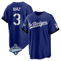 Los Angeles Dodgers #3 Edwin D¨ªaz Player Royal HOLBERT World Series Meet City Connect Home Game Stitched Jerseys