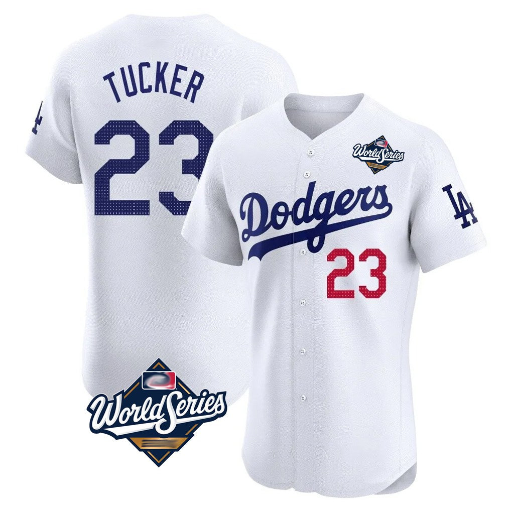 Los Angeles Dodgers #23 Kyle Tucker Player White HOLBERT World Series Limited Elite Home Stitched Jerseys