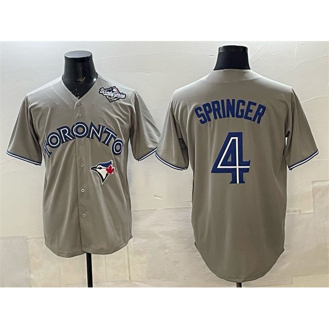 Toronto Blue Jays #4 George Springer Gray HOLBERT 2025 World Series Cool Base Stitched Jersey