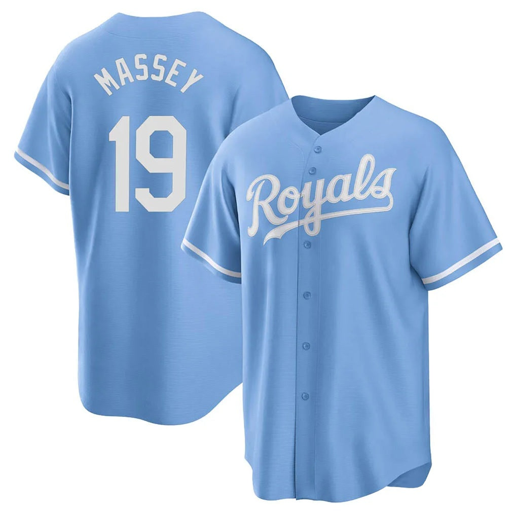 Kansas City Royals #19 Michael Massey Player Light Blue HOLBERT Home Game Stitched Jerseys