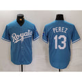 Kansas City Royals #13 Salvador Perez Light Blue HOLBERT Cool Base Stitched Jersey