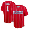 Miami Marlins #1 Connor Norby Player Red HOLBERT City Connect Home Game Stitched Jerseys