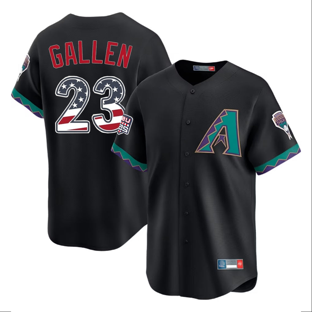 Arizona Diamondbacks #23 Zac Gallen Player Black HOLBERT USA 250 Fourth of July Home Game Stitched Jerseys