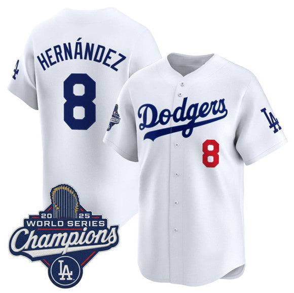 Los Angeles Dodgers #8 Enrique Hernandez White HOLBERT 2025 Champions Stitched Jersey