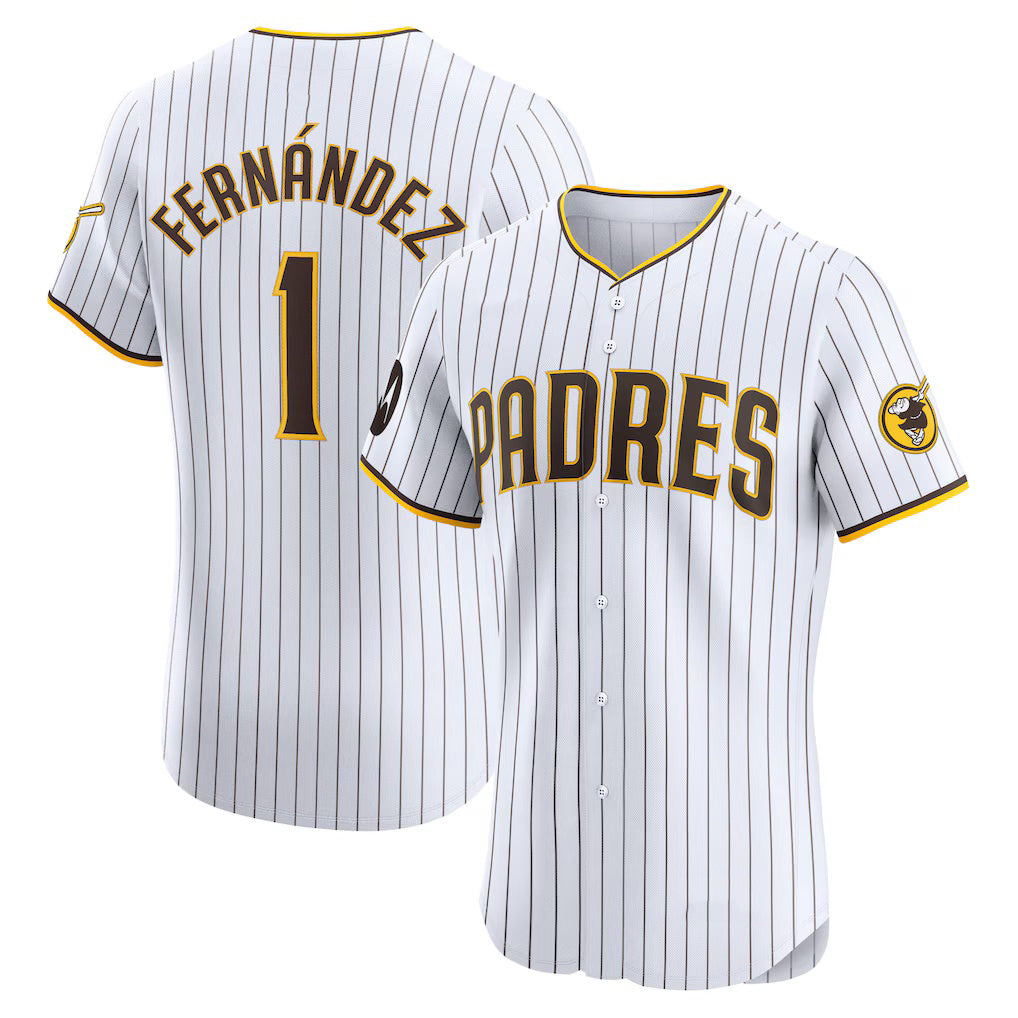San Diego Padres #1 Tony Fern¨¢ndez White HOLBERT Home Elite Sponsor Patch Player Jersey