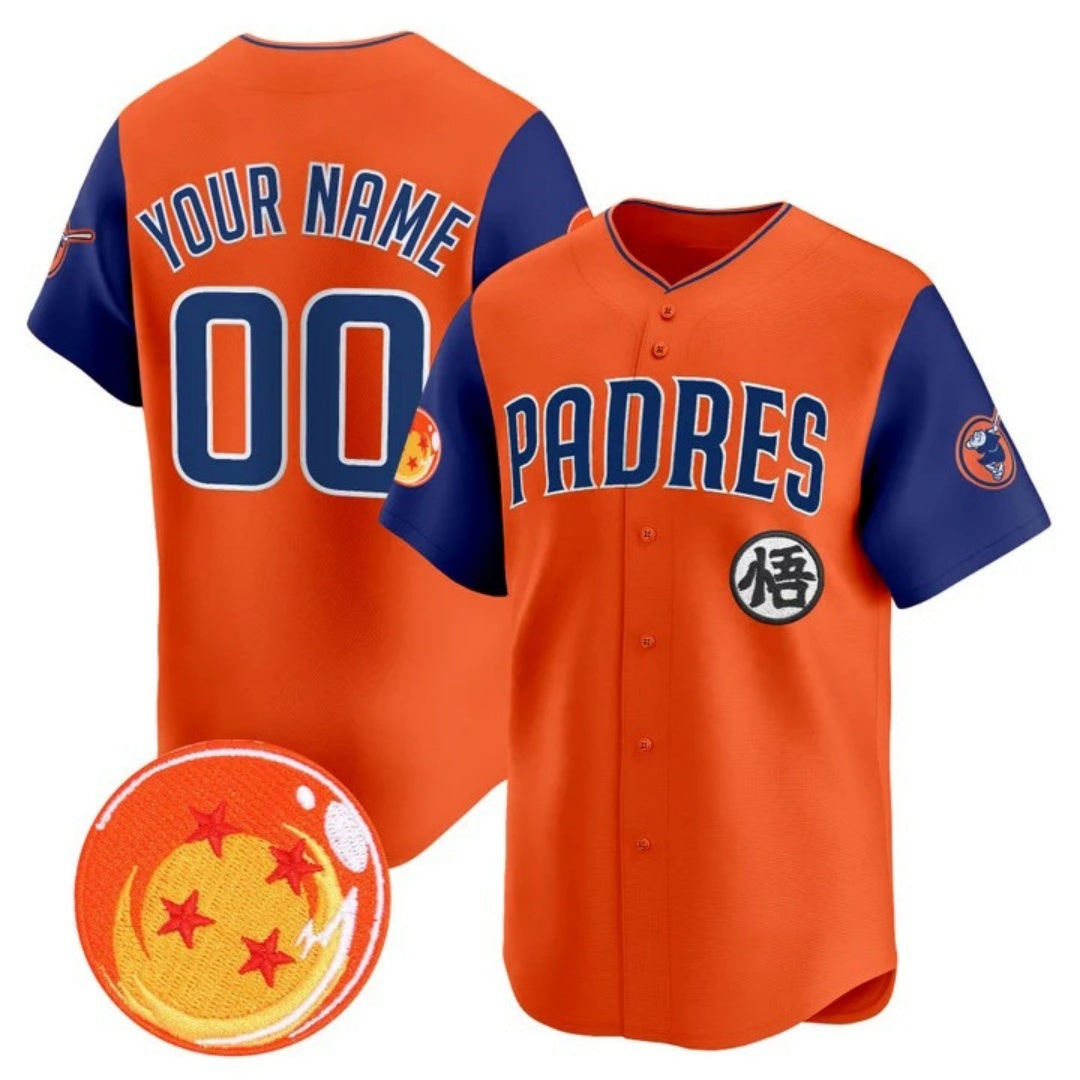 Custom San Diego Padres x Dragon Ball Royal Orange HOLBERT Vapor Premier Limited Jersey - All Stitched