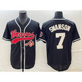 Atlanta Braves #7 Dansby Swanson Black HOLBERT Cool Base Stitched Jersey 2