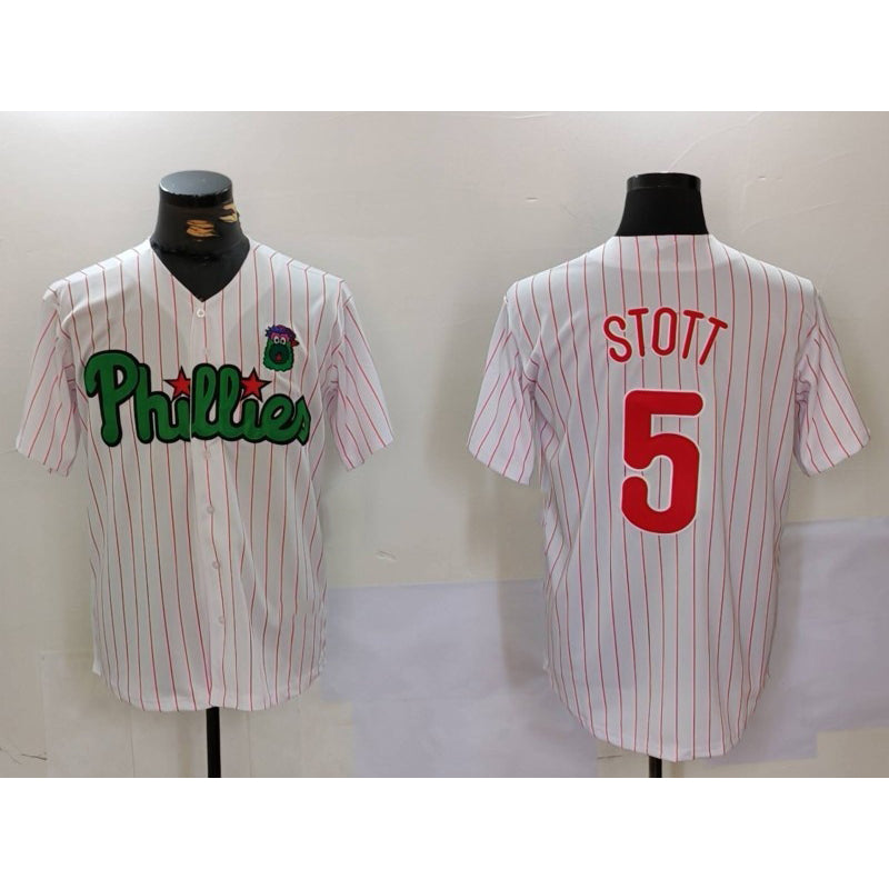 Philadelphia Phillies #5 Bryson Stott White Green HOLBERT Cool Base Stitched Jersey 2