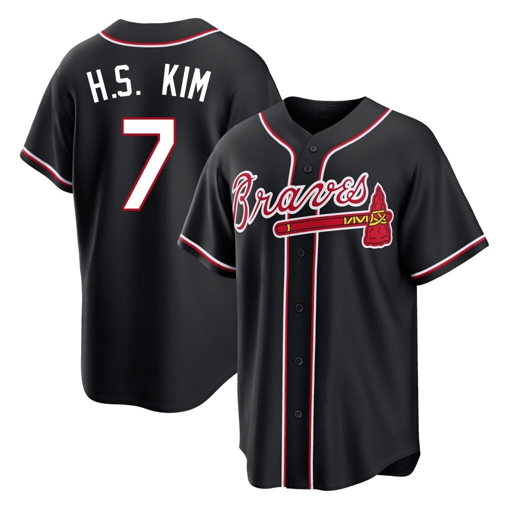 Atlanta Braves #7 Ha-Seong Kim Player Black HOLBERT Fashion Out Game Stitched Jerseys
