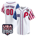 Custom Philadelphia Phillies America 250 Edition Vapor Premier Limited White HOLBERT Stitched Jerseys