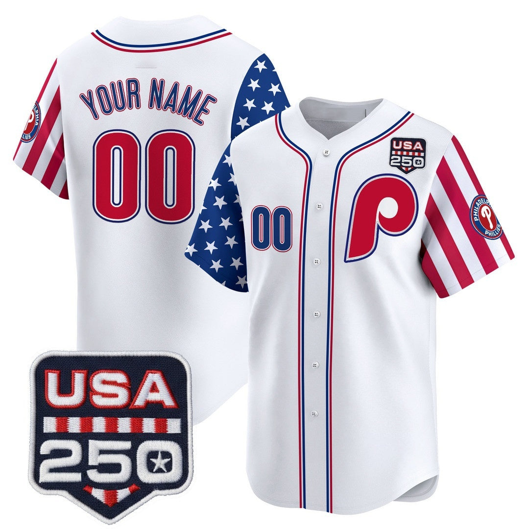 Custom Philadelphia Phillies America 250 Edition Vapor Premier Limited White HOLBERT Stitched Jerseys