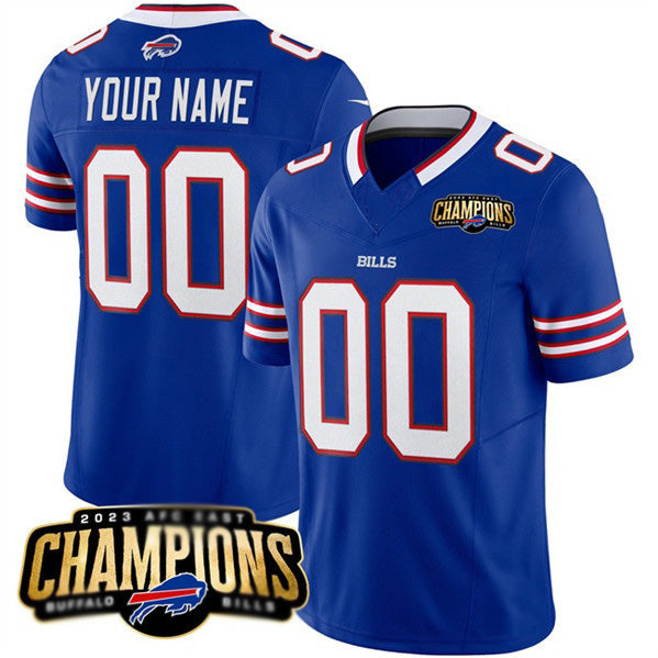 Custom B.Bills Active Player Blue HOLBERT 2023 F.U.S.E. AFC East Champions Ptach Stitched Jersey