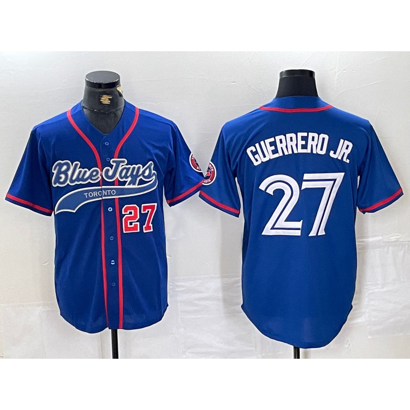 Toronto Blue Jays #27 Vladimir Guerrero Jr Blue HOLBERT Cool Base Stitched Jersey 3
