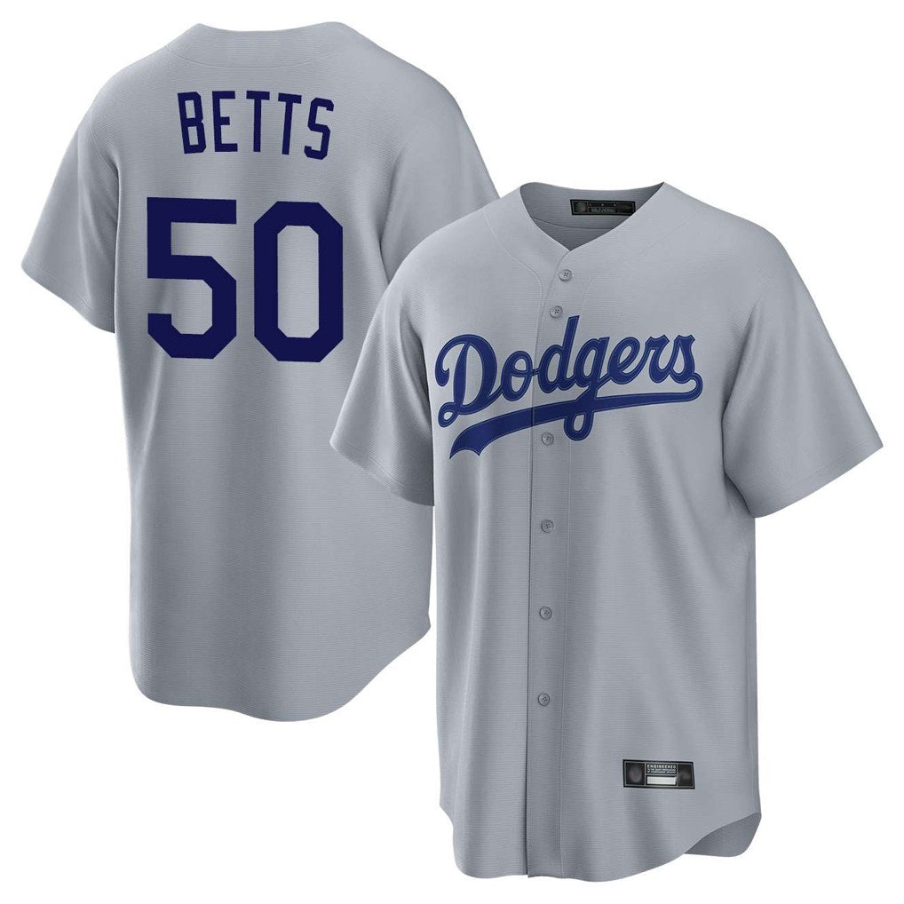 Los Angeles Dodgers #50 Mookie Betts Player Gray HOLBERT Game Stitched Jerseys