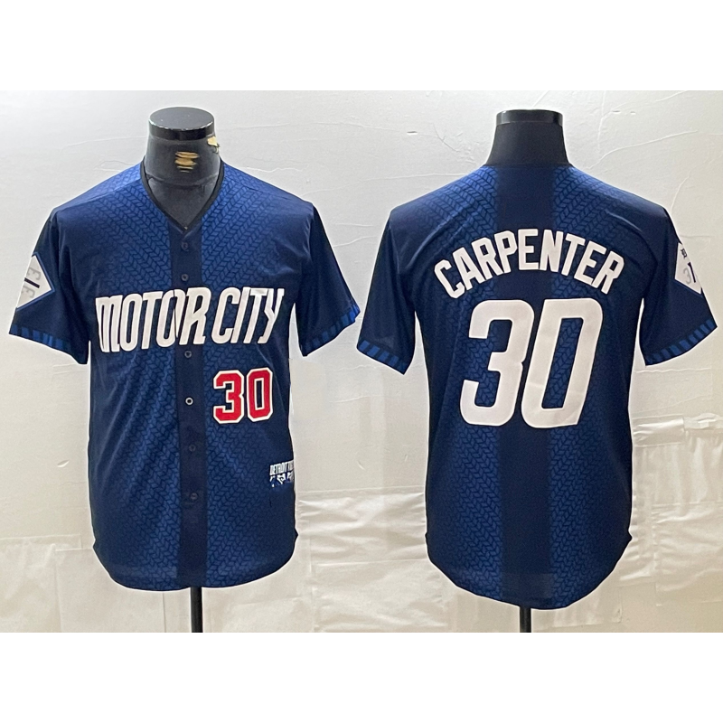 Detroit Tigers #30 Kerry Carpenter Number 2024 Navy HOLBERT City Connect Cool Base Limited Stitched Jersey
