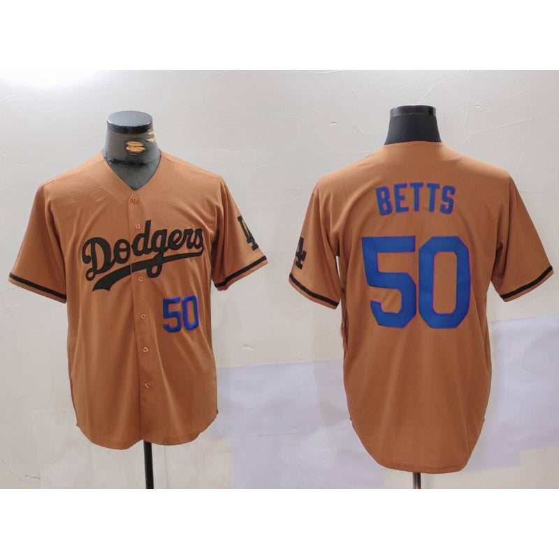 Los Angeles Dodgers #50 Mookie Betts Number Olive HOLBERT Cool Base Limited Stitched Jerseys