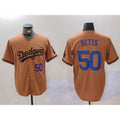 Los Angeles Dodgers #50 Mookie Betts Number Olive HOLBERT Cool Base Limited Stitched Jerseys