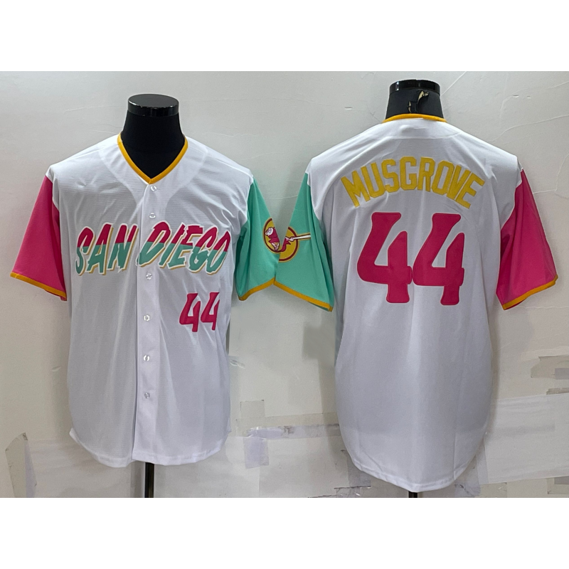 San Diego Padres #44 Joe Musgrove White HOLBERT Number 2022 City Connect Cool Base Stitched Jersey