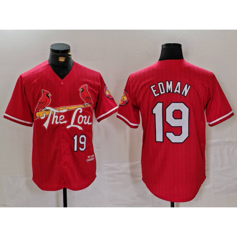 St. Louis Cardinals #19 Tommy Edman Red HOLBERT 2024 City Connect Stitched Jersey