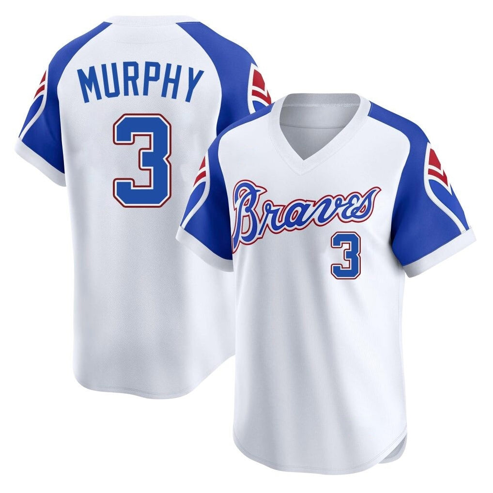 Atlanta Braves #3 Dale Murphy Player White HOLBERT Throwback Cooperstown Collection T-shirt Game Stitched Jerseys