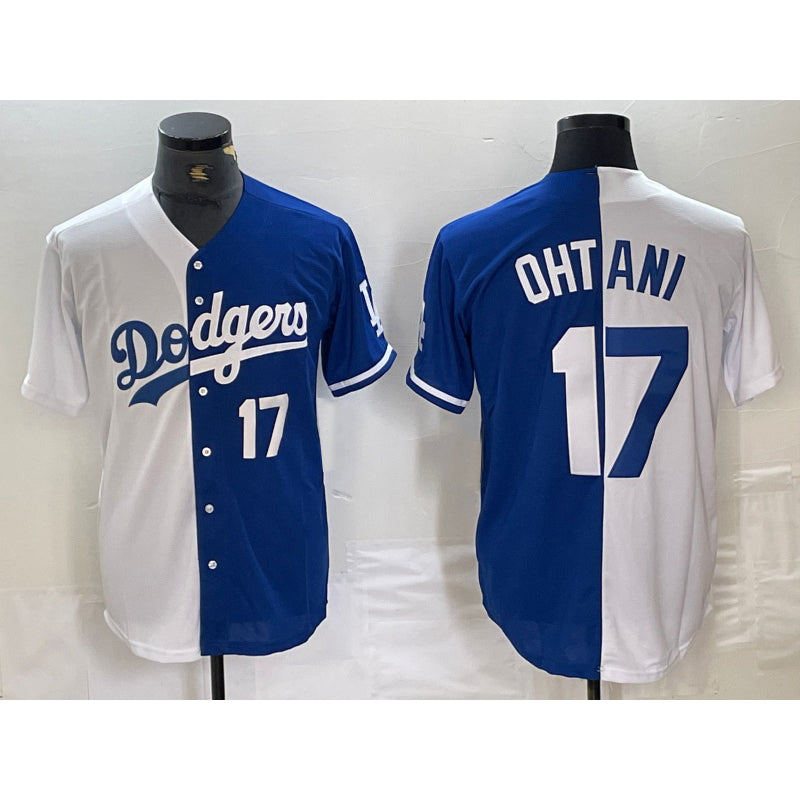 Los Angeles Dodgers #17 Shohei Ohtani Number White Blue HOLBERT Two Tone Stitched Jersey 3