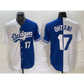Los Angeles Dodgers #17 Shohei Ohtani Number White Blue HOLBERT Two Tone Stitched Jersey 3