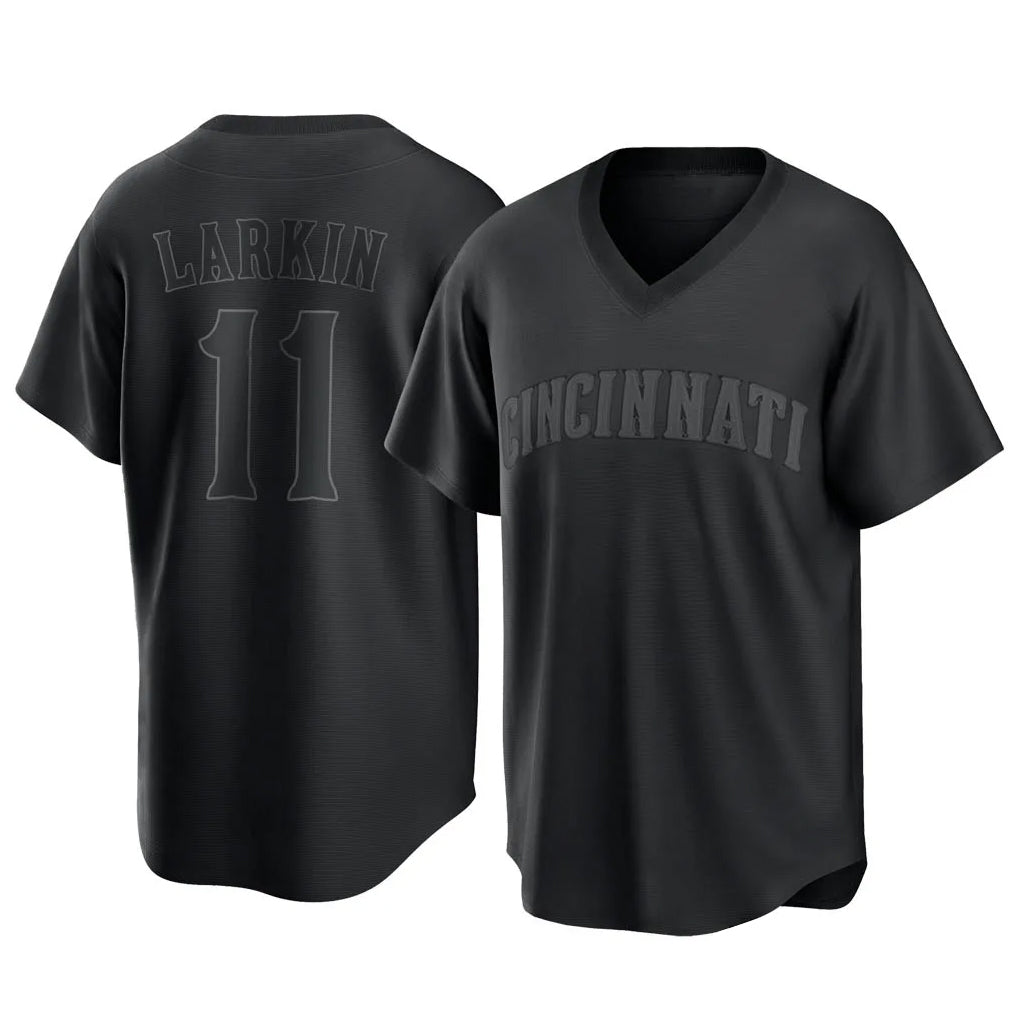 Cincinnati Reds #11 Barry Larkin Player Black HOLBERT T-shirt Game Home Stitched Jerseys