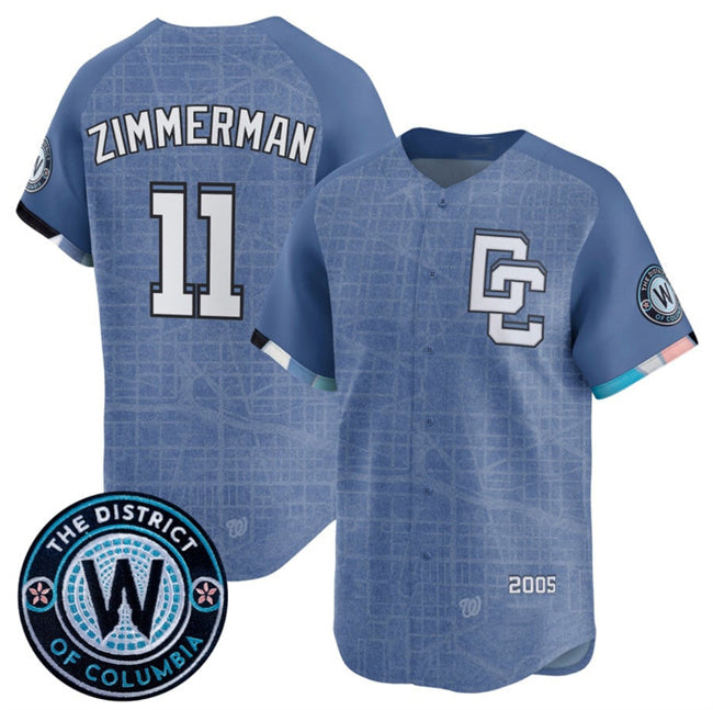 Washington Nationals #11 Ryan Zimmerman Blue HOLBERT 2025 City Connect Limited Stitched Jersey