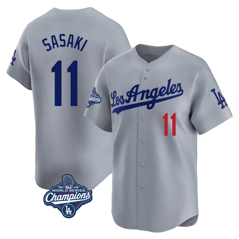 Los Angeles Dodgers #11 Roki Sasaki Player Gray HOLBERT World Series Meet Limited Home Stitched Jerseys