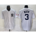 New York Yankees #3 Babe Ruth Name White HOLBERT With Patch 2024 Cool Base Stitched Jersey