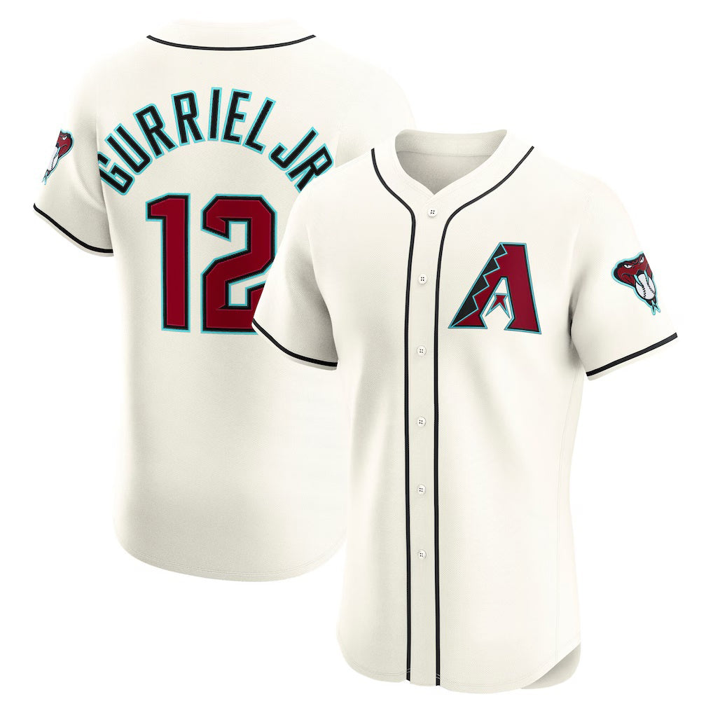 Arizona Diamondbacks #12 Lourdes Gurriel Jr. Cream HOLBERT Home Elite Jersey