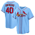 St. Louis Cardinals #40 Willson Contreras Light Blue HOLBERT Alternate Replica Jersey